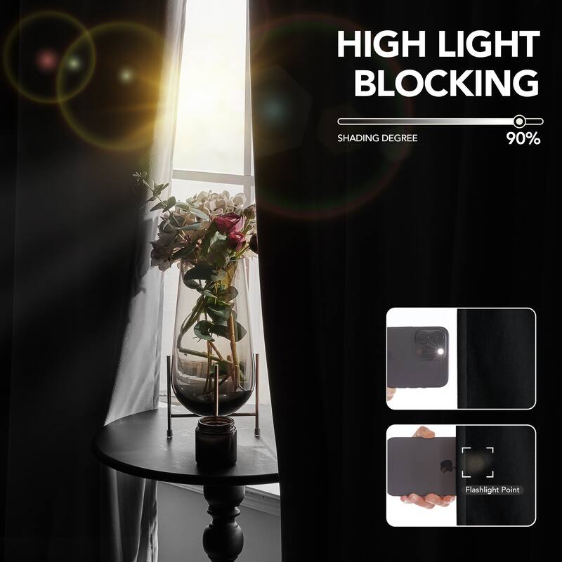 Deconovo Velvet Room Darkening Curtain Panel, Thermal Insulated