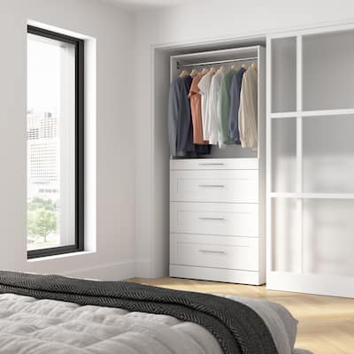 Bestar Florence 36W x 16D Closet System with 4 Drawers, Shaker
