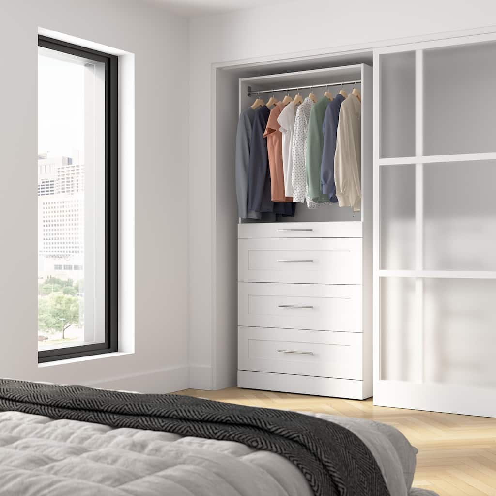 Bestar Florence 36W x 16D Closet System with 4 Drawers, Shaker