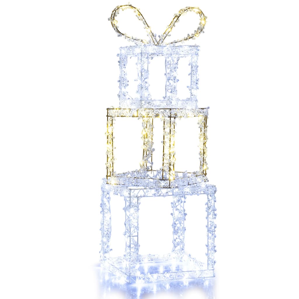 Gymax Outdoor Set of 3 Pre-Lit Christmas Present Box Lights w/Warm & - Multi-Color