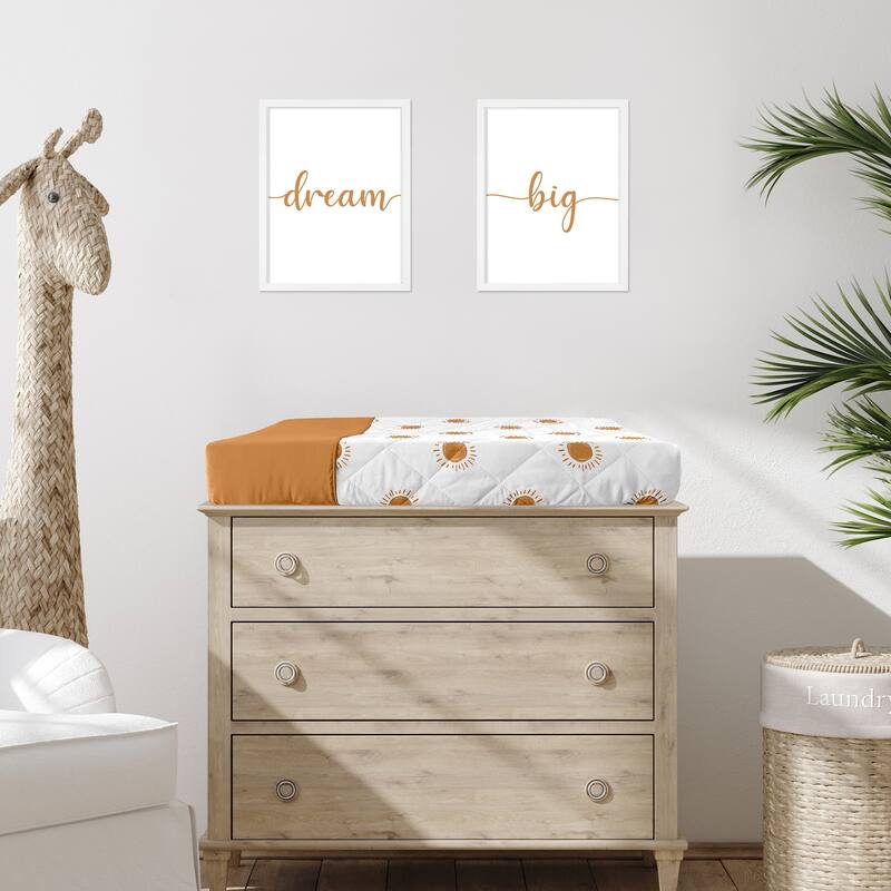 Orange and White Boho Sun Boy Girl Changing Pad Cover Pumpkin Orange Retro Bohemian Celestial Sunshine Minimalist Gender Neutral