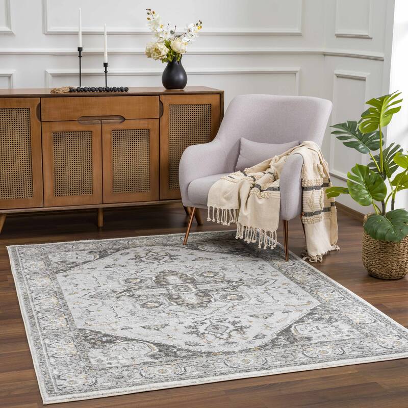 Hauteloom Liverpool Living Room, Bedroom Area Rug - Traditional - Charcoal,Medium Gray,Light Gray - 2' x 3' - 2' x 3' - Brown, Grey