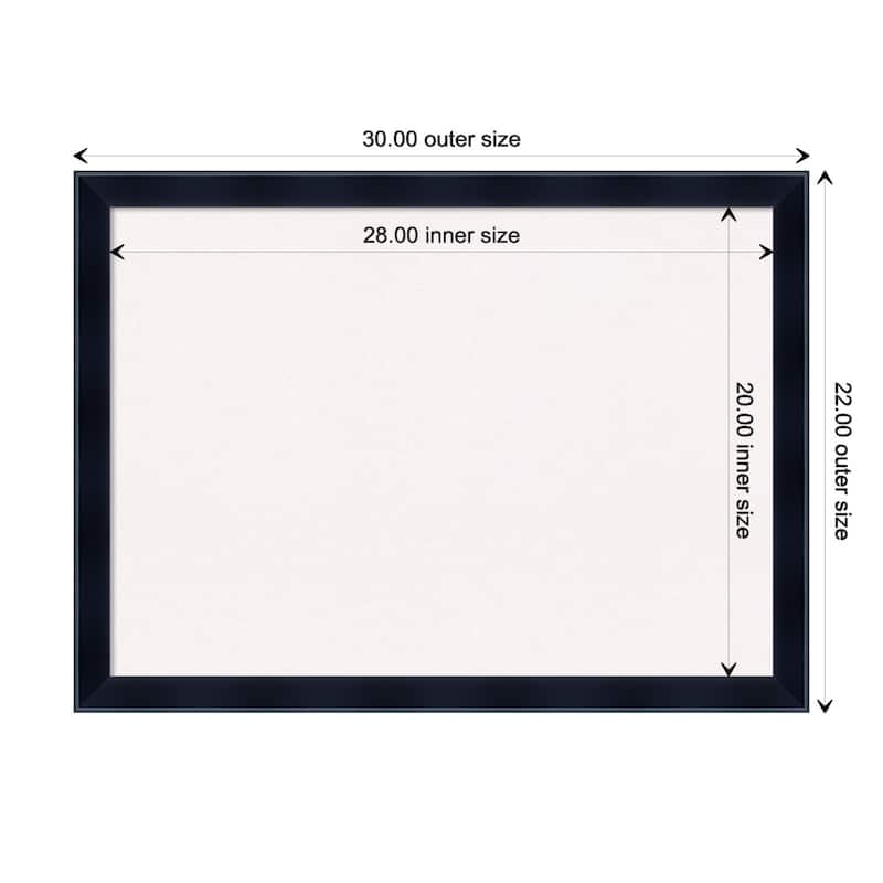 Madison Black Wood Framed White Corkboard Bulletin Board - Board Size 28x20