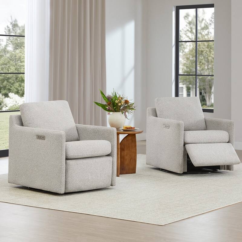 Nora Power Swivel Accent Chair Wall Hugger with Electric Footrests