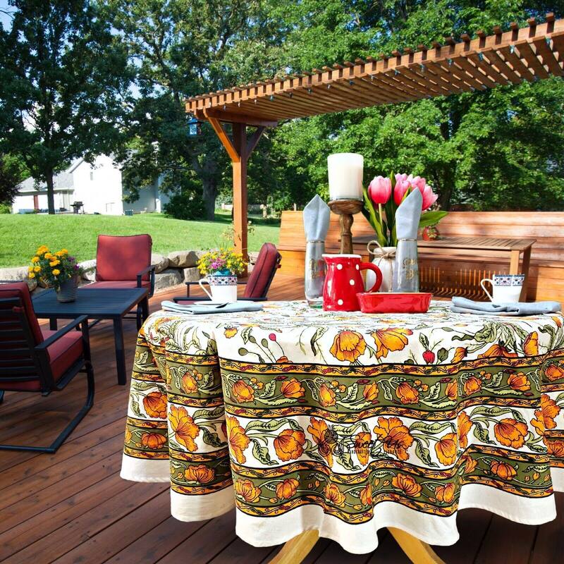 Cotton Sweet French Country Floral Tablecloth Round, Runner