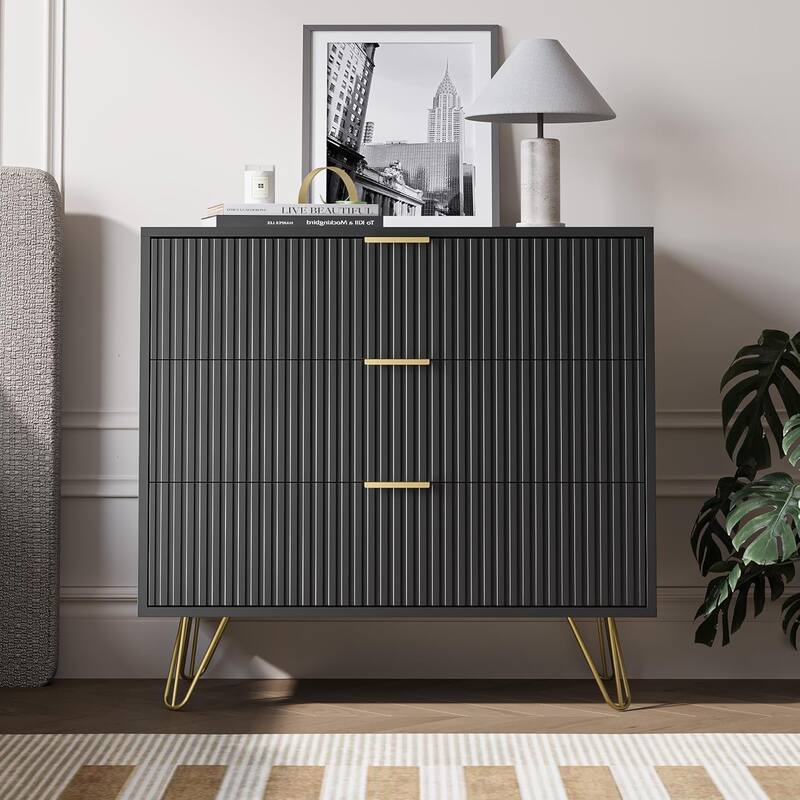 FURNIWAY Fluted Drawer Dresser for Bedroom