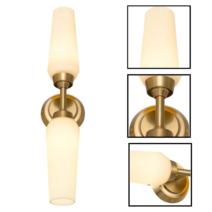 2 Light wall sconce glass, metal Light bulbs cool brass wall light - 21"