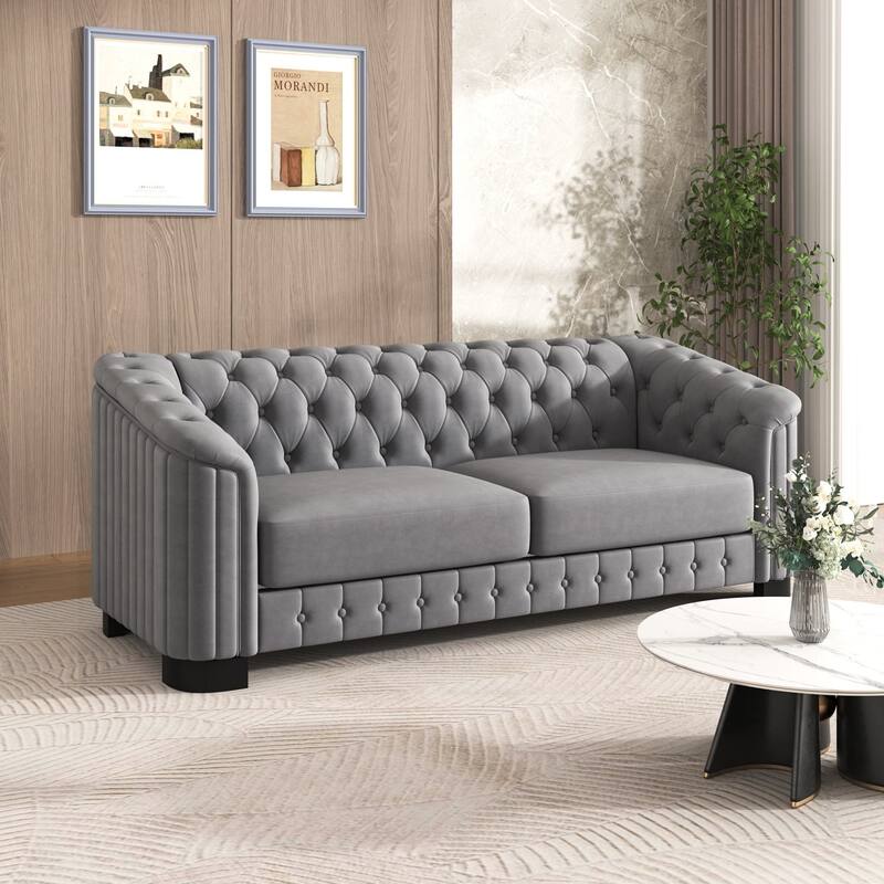 3 Pieces Modern elvet Upholstered Living Room Sofa Set Sectional