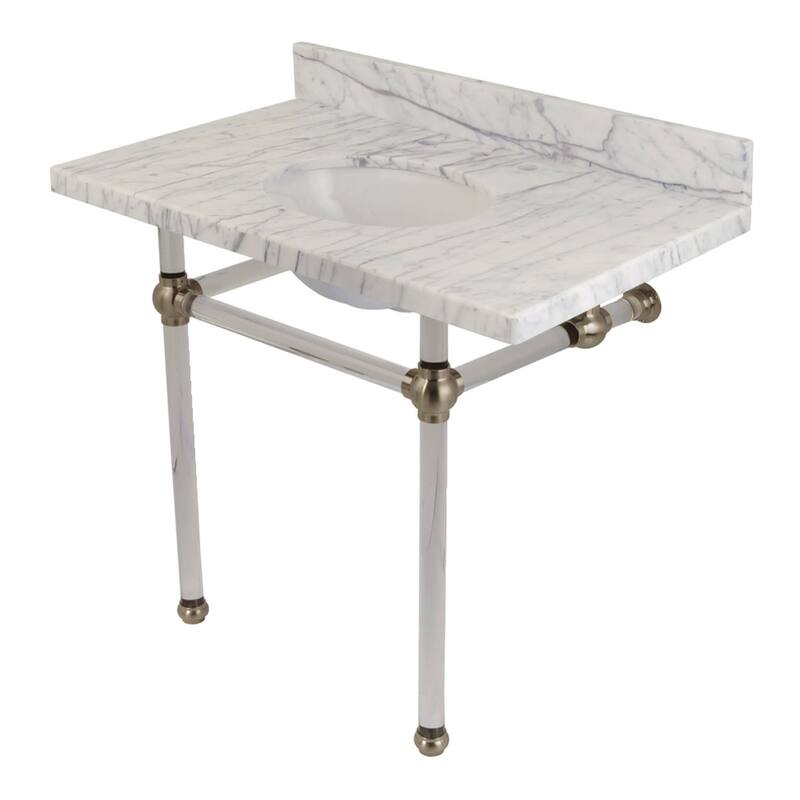 Kingston Brass Templeton 36" Wide Console Sink Set - Carrara Marble / Brushed Nickel