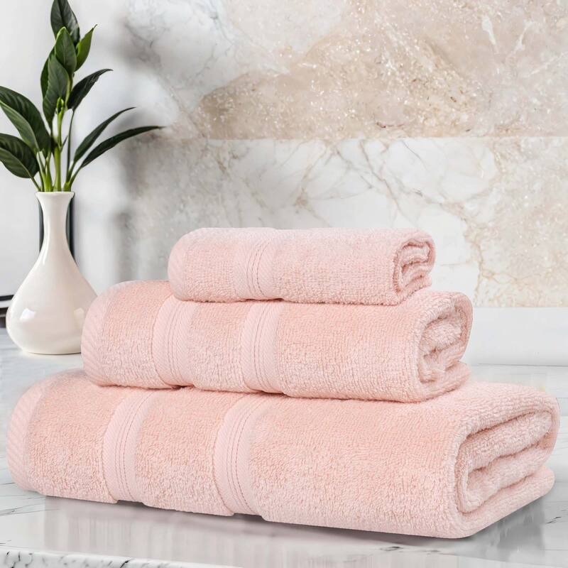 Superior Smart Dry Zero Twist Cotton 3-Piece Assorted Towel Set - Peach