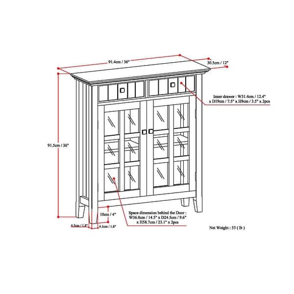 dimension image slide 0 of 5, WYNDENHALL Hampshire 40" Wide Solid Wood Traditional Entryway Storage Cabinet - 40"w x 15"d x 36" h