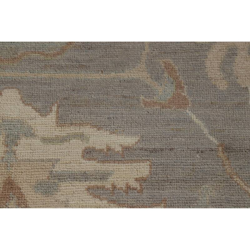 Hand Knotted Oriental 100% Wool Carpet Transitional All-Over Greys & Charcoal Oushak Area Rug - 12' 0'' X 9' 0''