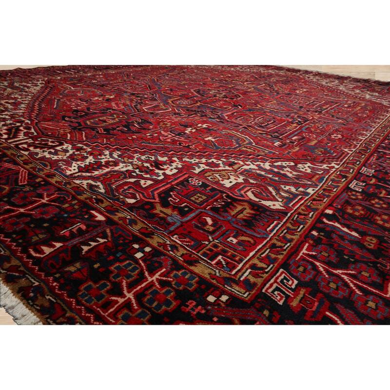 10'4''x12'1'' Hand Knotted Wool Red Heriz Traditional Rug - 10' 4'' x 12' 1''