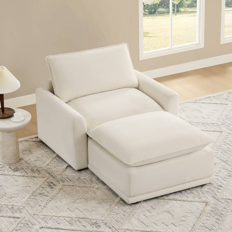 Spruce & Spring Modular Couch Oversized Sectional Sofa for Living Room - Cream-Chaise