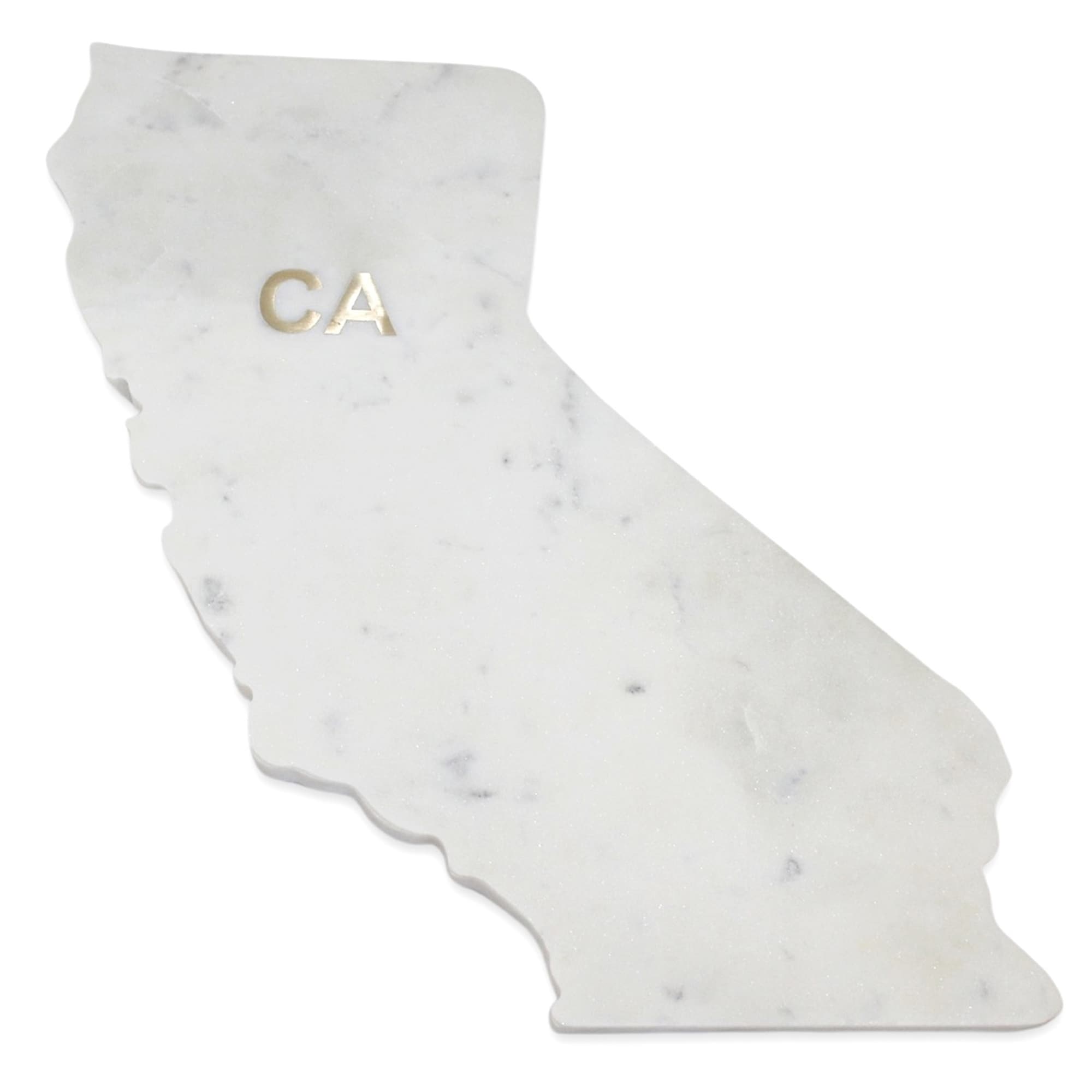 Lg Polished Marble "California" Cutting Board w/brass state abbreviation - White