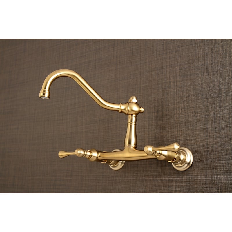 Vintage Two-Handle 2-Hole Wall Mount Bathroom Faucet