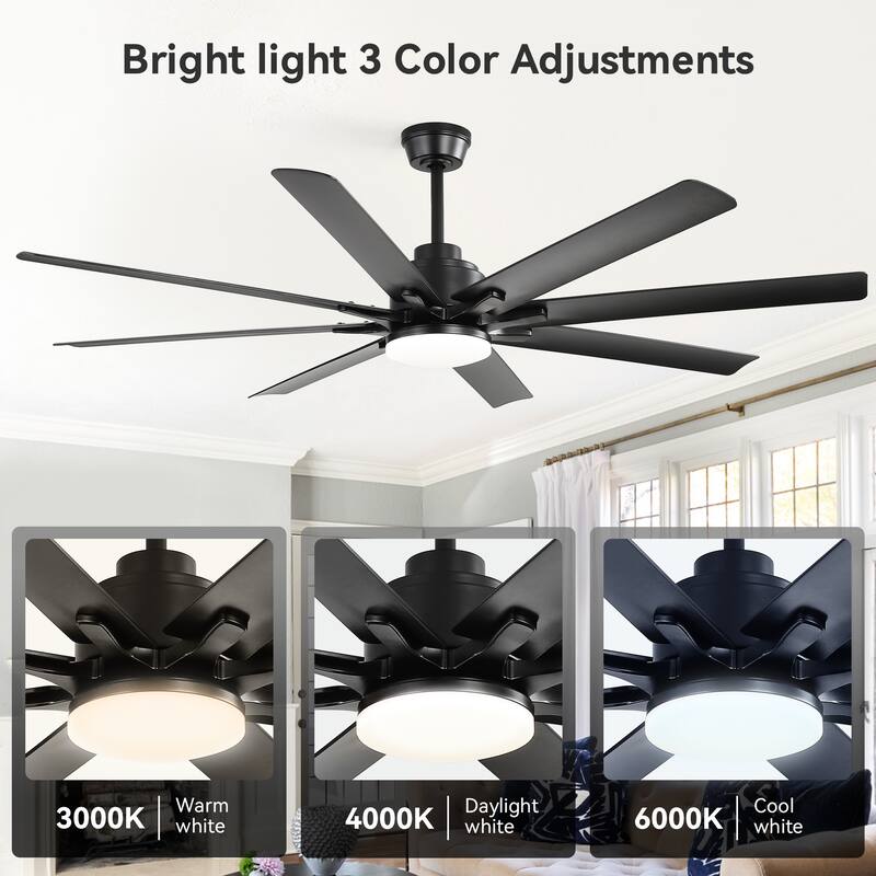 52-inch Matte Black Ceiling Fan with Light