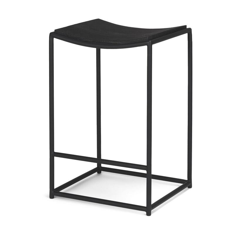 Taniel Textured Black Wood w/ Black Metal Counter Stool - 18.0L x 16.0W x 27.3H