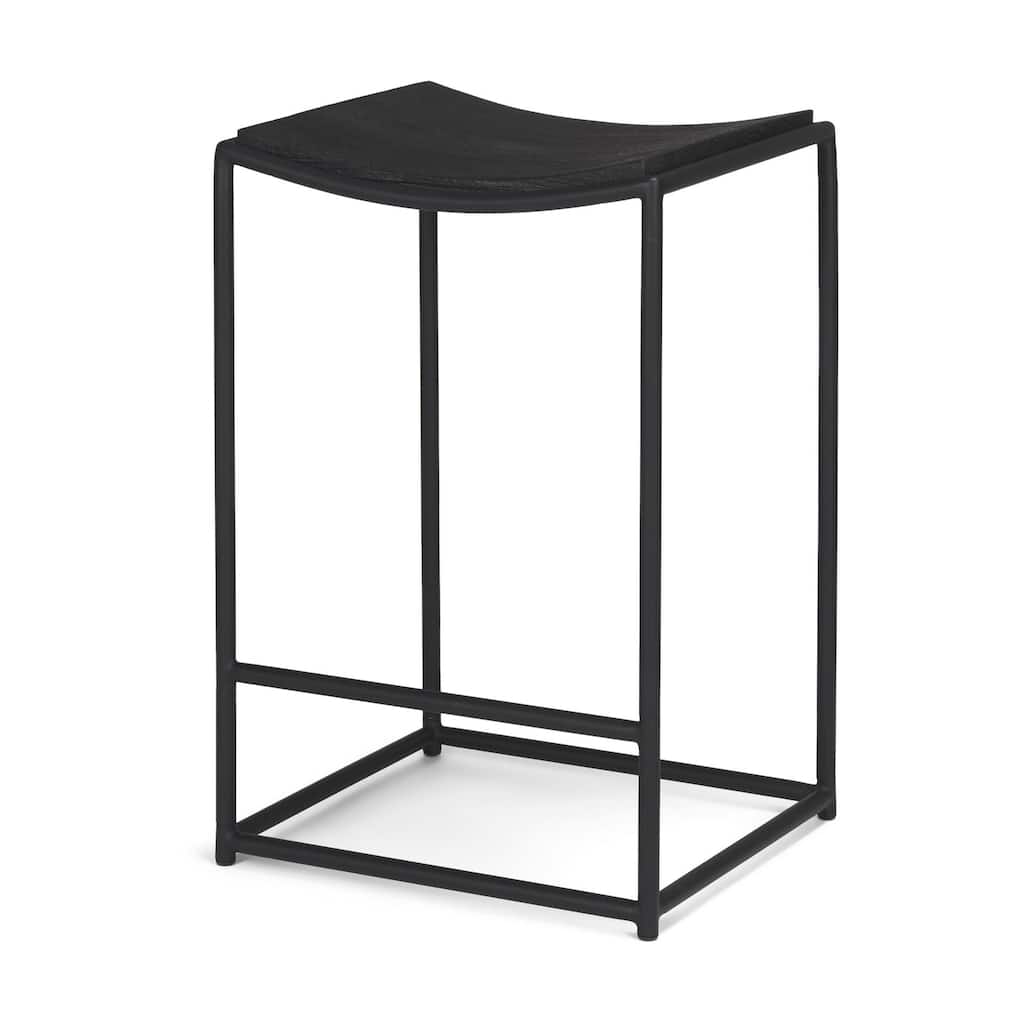 Taniel Textured Black Wood w/ Black Metal Counter Stool - 18.0L x 16.0W x 27.3H