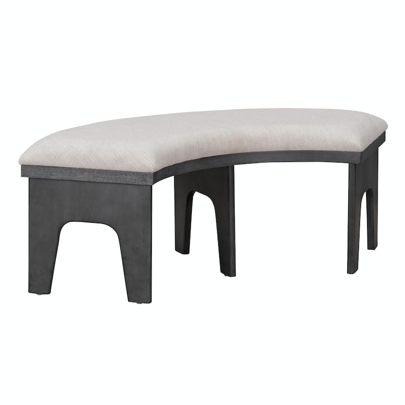 5-Piece Rustic Charm Round Dining Set - 3 Upholstered Chairs with Curved Bench
