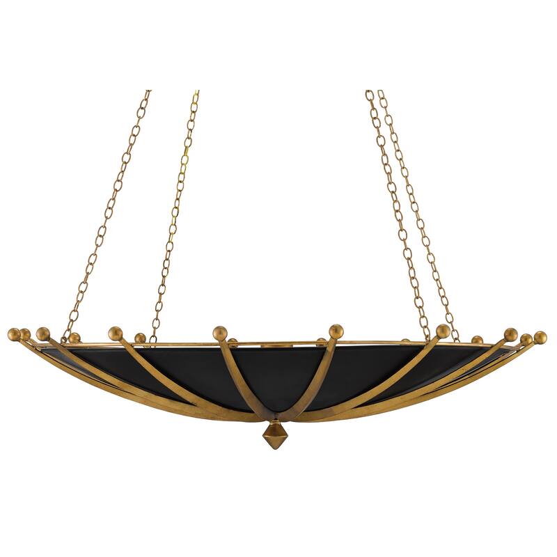 Currey & Company Fontaine Chandelier - 11.25"h x 40.5"dia - 11.25"h x 40.5"dia - Ant. Gold Leaf/Contemp. Gold Leaf/Satin Black