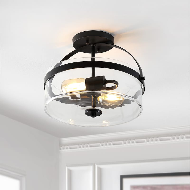 SAFAVIEH Lighting Constanze Led 2-Light Flush Mount - 13" W x 13" L x 10" H - 13Wx13Dx10H