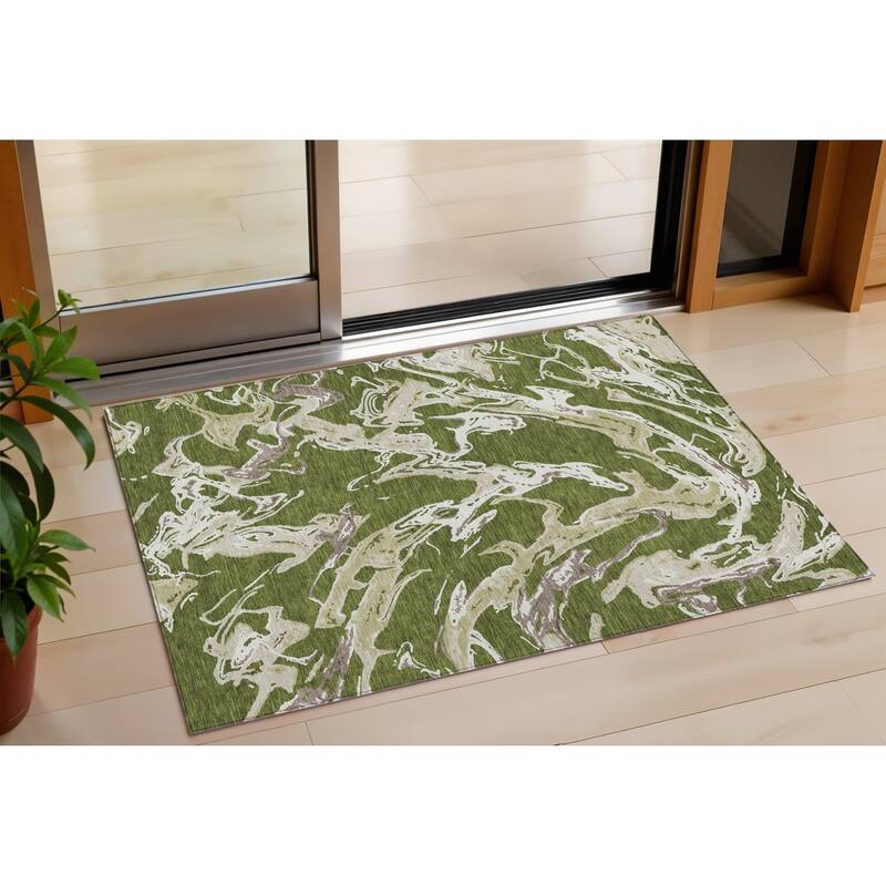 HomeRoots Abstract Transitional Rectangle Outdoor Rug - 3' x 5'