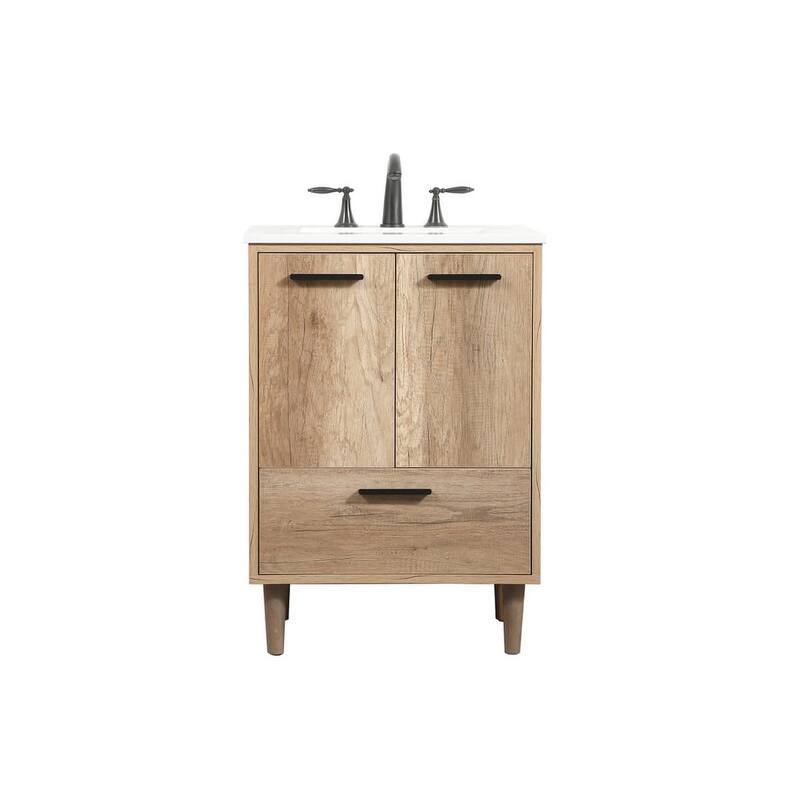 Elegant Lighting VF47024 Baldwin 24" Free Standing Single Basin Vanity - Natural Oak - Oak Finish