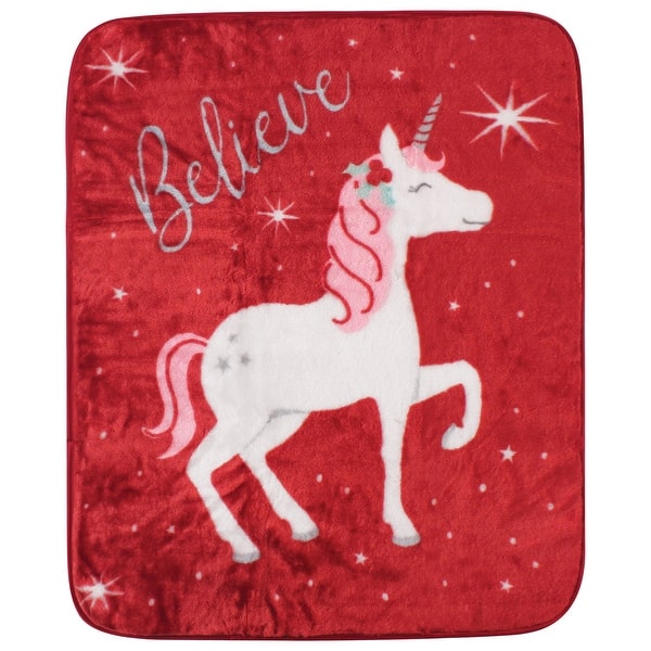 slide 1 of 1, Hudson Baby Infant Girl High Pile Plush Blanket, Christmas Unicorn, One Size - Christmas Unicorn - One Size One Size - Christmas Unicorn