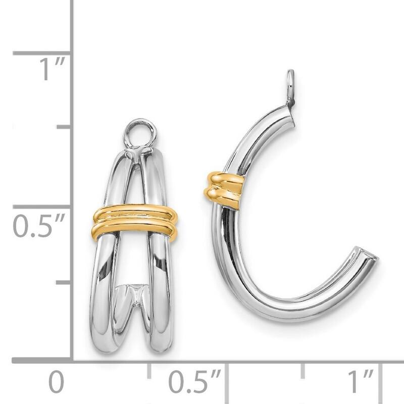 Curata 14k Two Tone Polished Gold J Hoop Earrings Jackets - 21x12mm