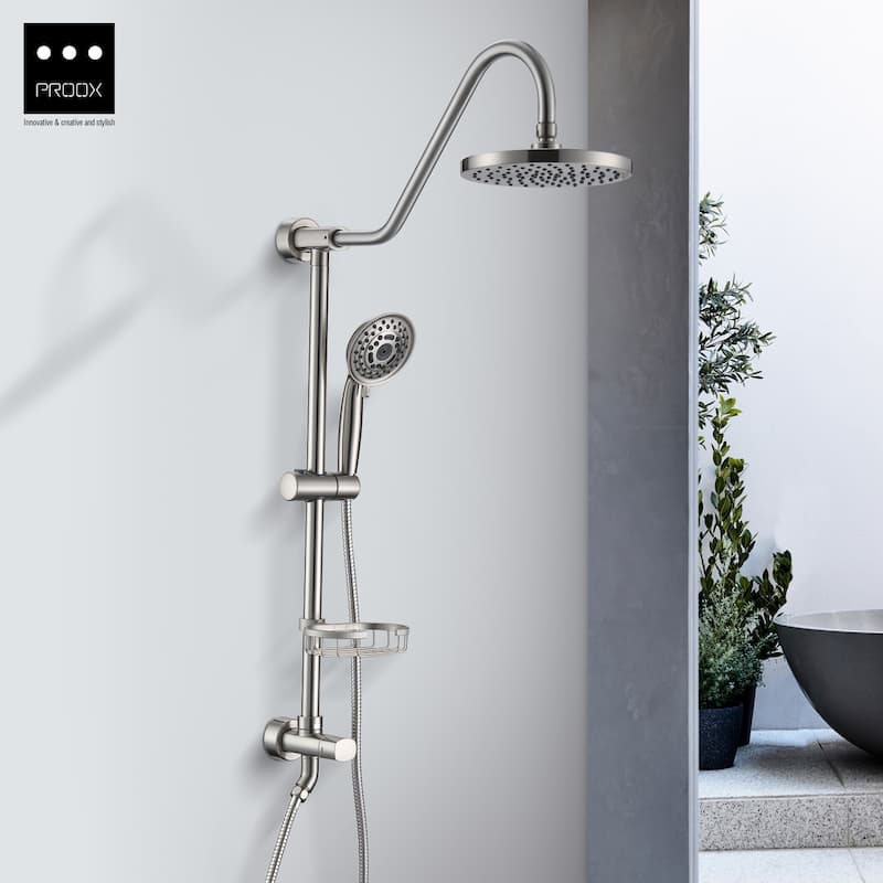 Proox 5-sprayer Rain Shower Faucet with Handheld Shower Soap Dish