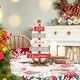 preview thumbnail 10 of 34, Glitzhome Wooden Sign Christmas Tree Shaped Table Decor for Home Shelf Xmas Party Red