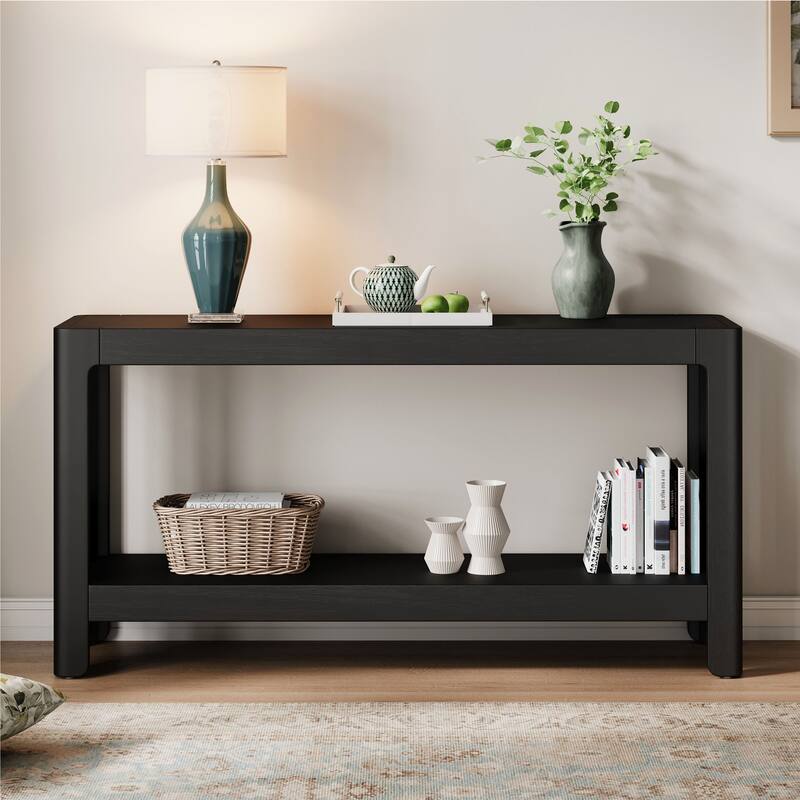 Mirod Modern Farmhouse Console Table,Elegant Minimalist Design with Premium Wood Veneer and Rounded Corners