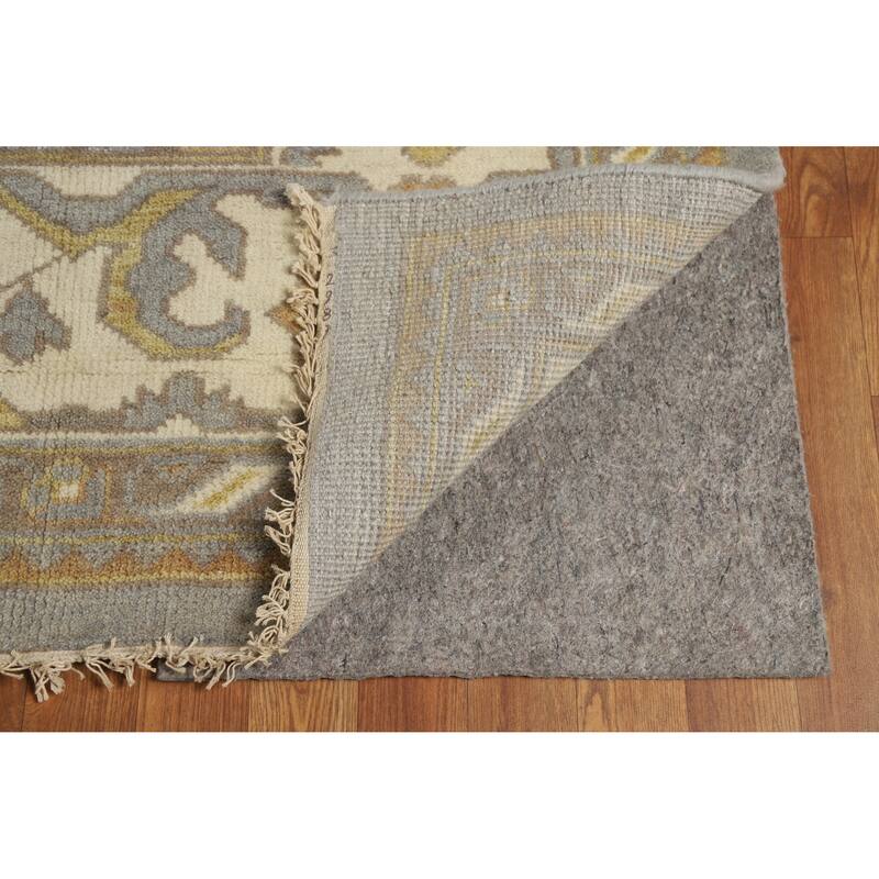 Light Blue & Ivory Oushak Indian Area Rug Handmade Wool Carpet - 9'1" x 11'11"