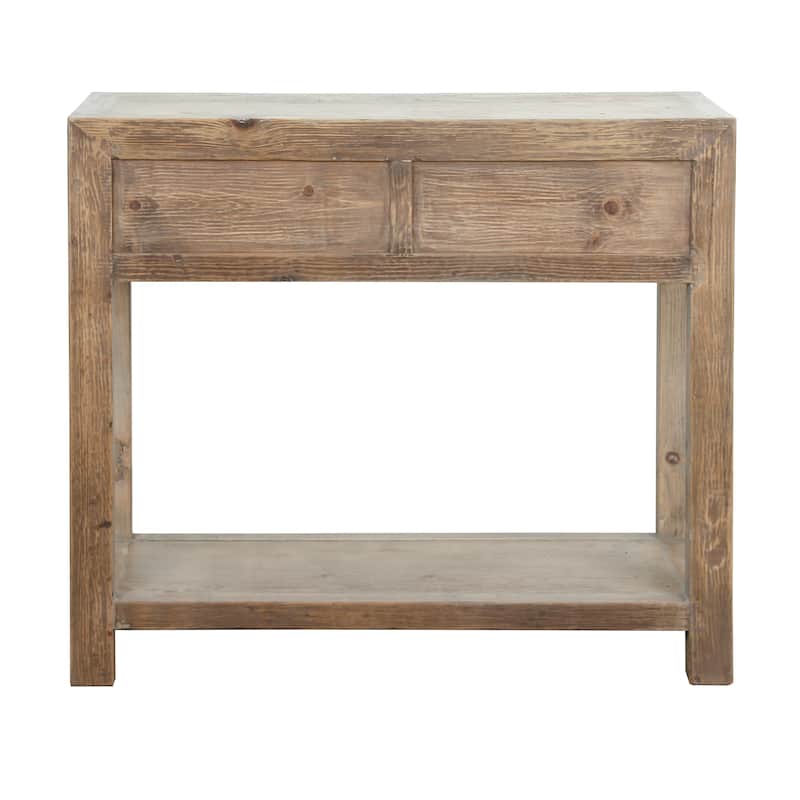 Artissance 35" Long Natural Wood Console Vintage Elm With Two Drawers