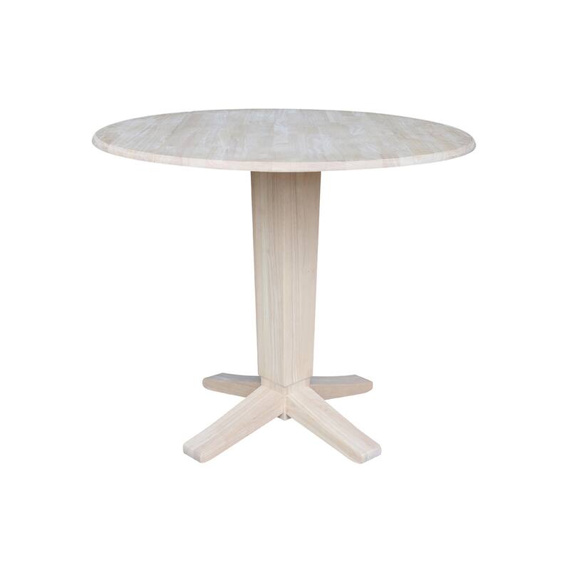 42 in Round Drop Leaf Counter Height Dining Table with Stools in Unfinished