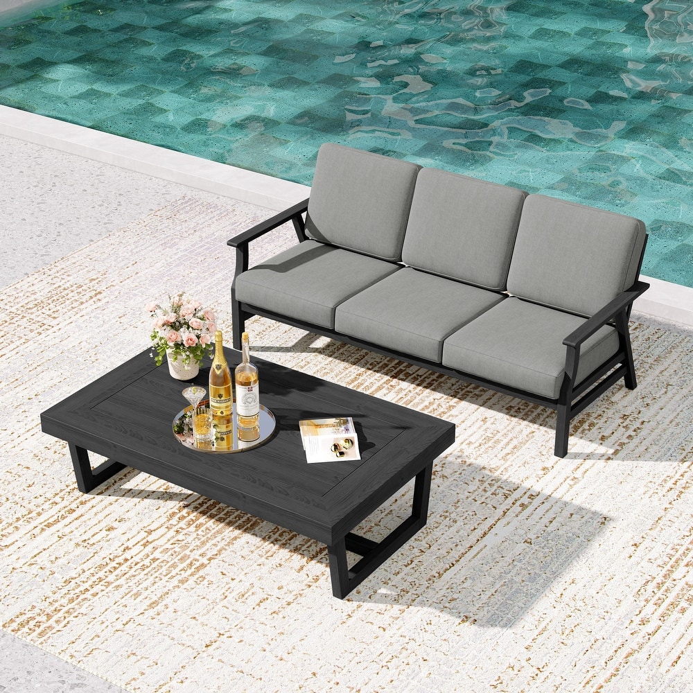 2-Piece Teak Outdoor Sofa Set with Table