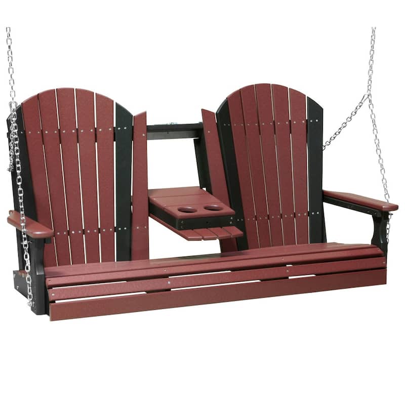 Poly Lumber Adirondack Swing - 5' - Cherrywood & Black