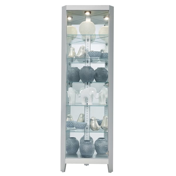 slide 1 of 1, Howard Miller Tamsin II 6-shelf Silver Corner Curio Cabinet