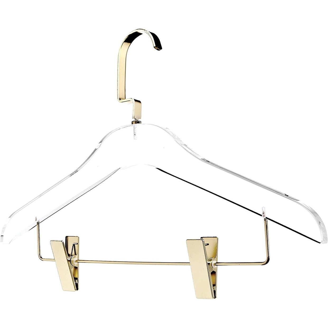 Clear Acrylic Clothes Hangers - 10 Pack Stylish and Heavy Duty Closet  Organizer with Gold Chrome Plated Steel Hooks - Non-Slip Notches for Suit