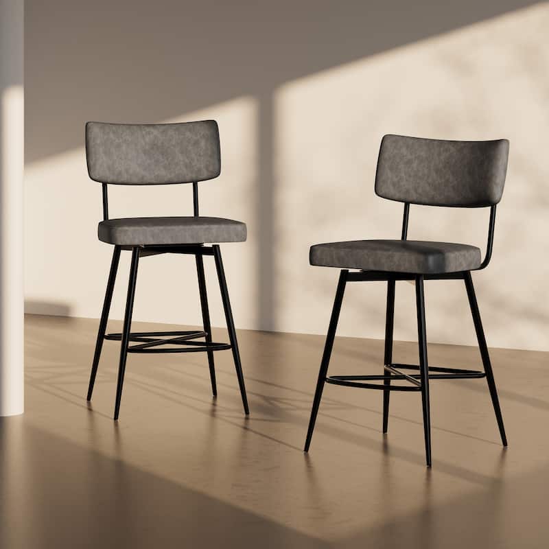 Christopher Knight Home - Anthony Retro Swivel Counter Stools with iron Frame,PU Sponge cushion (Set of 2) - Grey