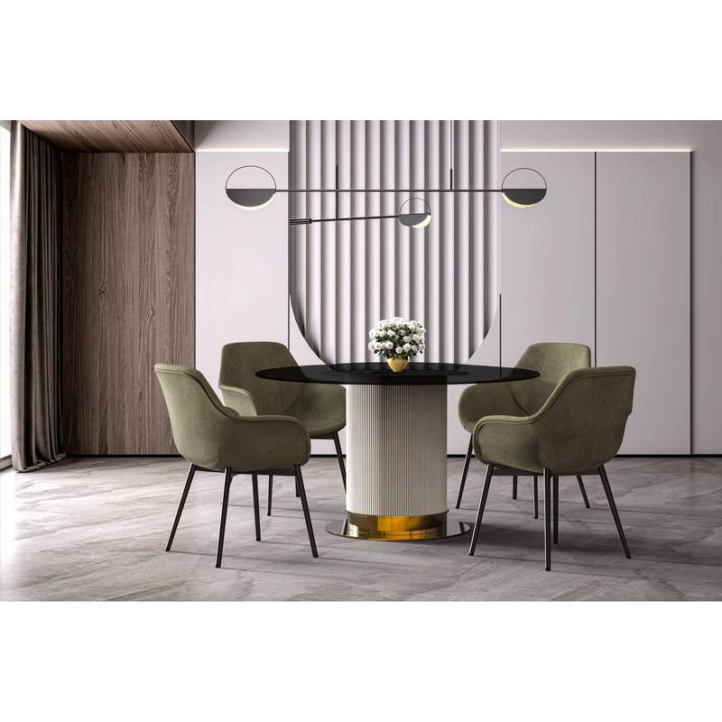 Jexis Round Dining Table with Glass/Sintered Stone Tableop