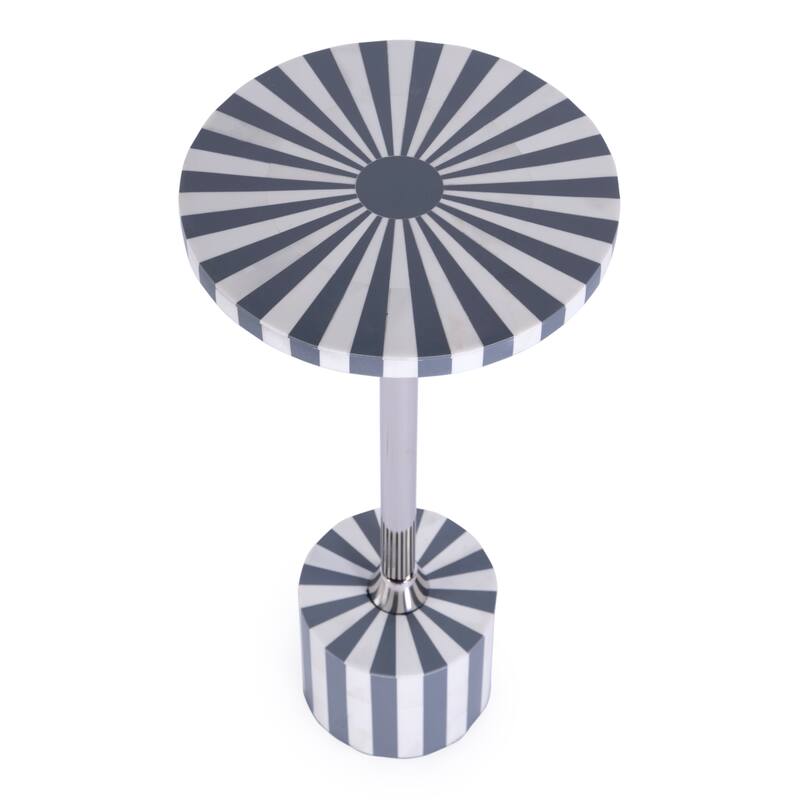 Zane Brass and Bone Inlay Side Round Side Table