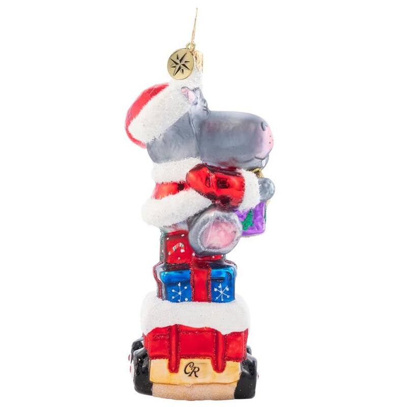 Christopher Radko Holiday Hippo The Go Christmas Ornament 1021550