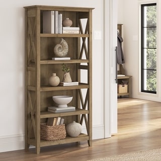 Bush Furniture Key West Tall 5 Shelf Bookcase with Adjustable Shelves