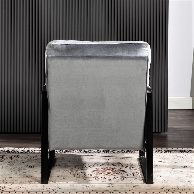 Hosam 25.4" Velvet Upholstery Metal Arms Chair