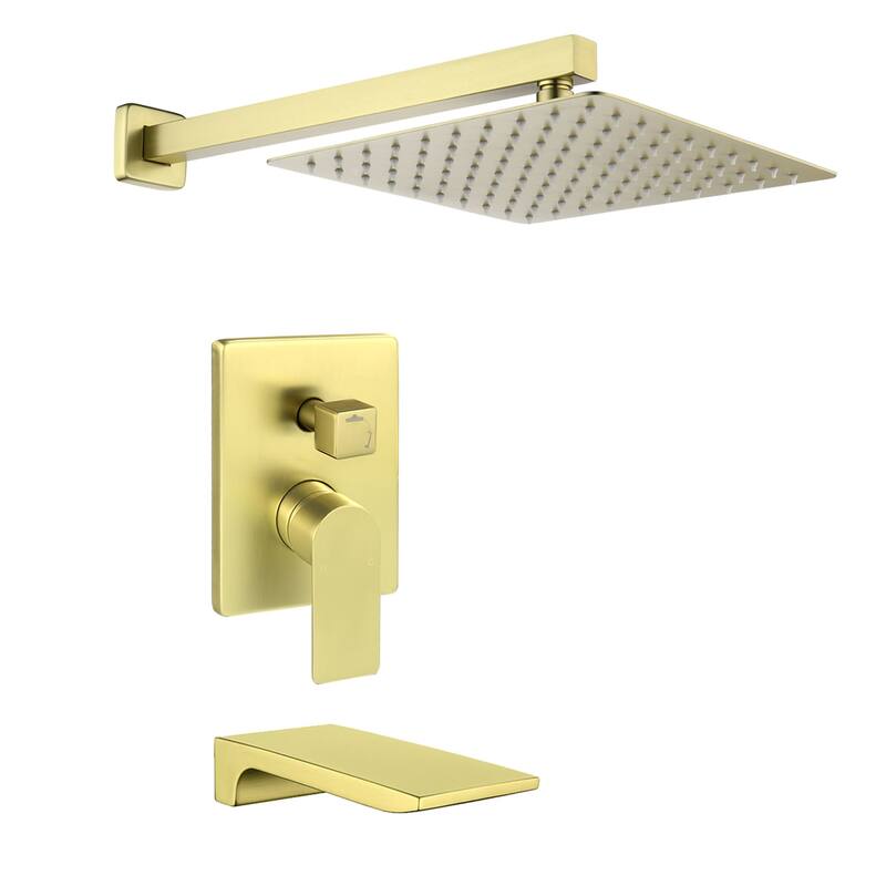 10 Inch Wall Mount Shower System with Waterfall Tub Spout Modern Rainfall Tub Shower Faucet With Rough-in Valve