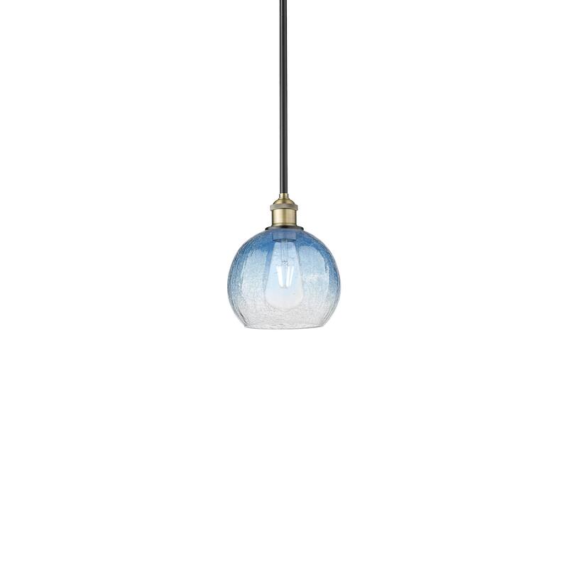 Innovations Lighting 616-1S-10-8 Brookhaven Globe Pendant Brookhaven - Black Antique Brass / Sapphire Blue