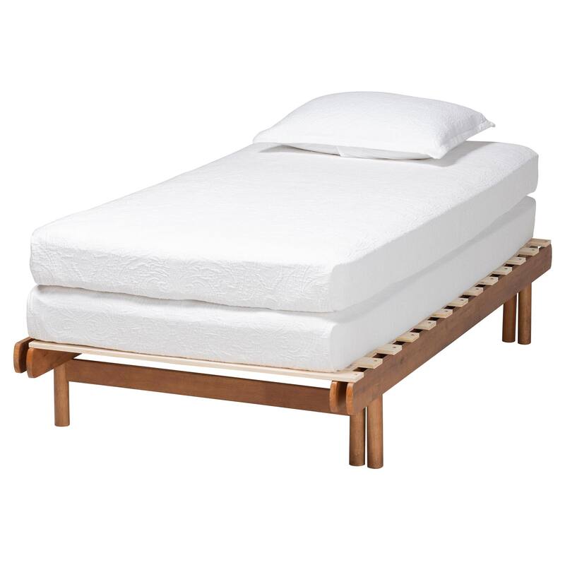 Bolivia Mid-Century Modern Walnut Brown Wood Expandable Twin to King Bed Frame