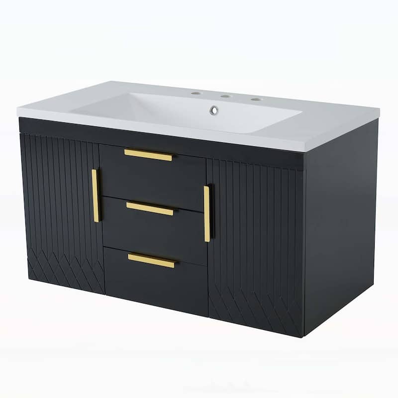 Wall Mounted Bathroom Storage Cabinet with 2 Drawers,with Top Sink